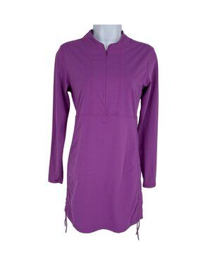 Athleta Zip Ruched Purple Zip Pullover Beach Coverup Rash Guard Size S